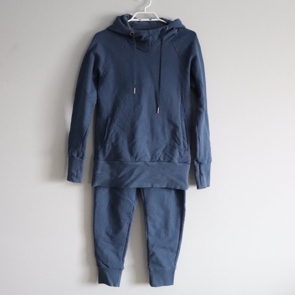 Ada Casey Blue Sz S Comfy Hooded Sweater + Matching Jogger Loungewear Set